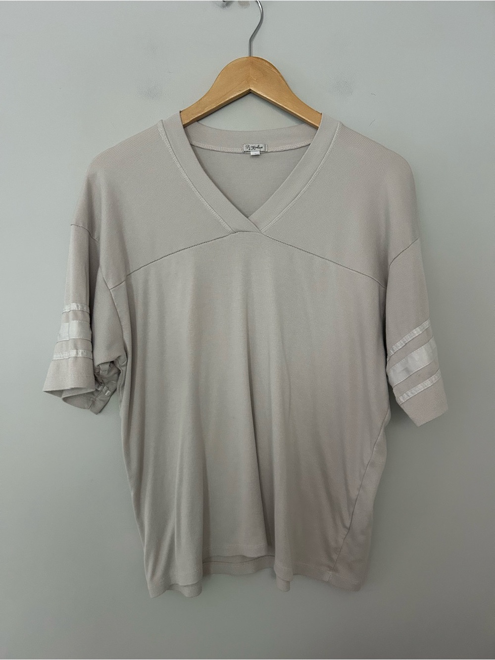 PJ Harlow Riley Rib Knit Baseball Tee with Satin Trim